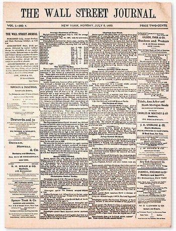 1889年7月8日出版的《华尔街日报》